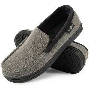 LongBay Men's Cozy Moccasin Slippers Loafer House Shoes with Memory Foam